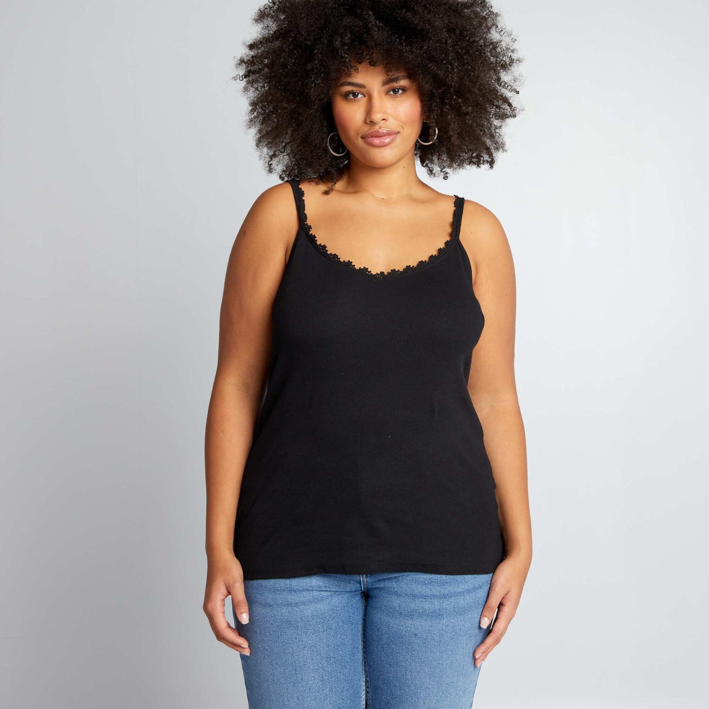 Vest top with spaghetti straps black