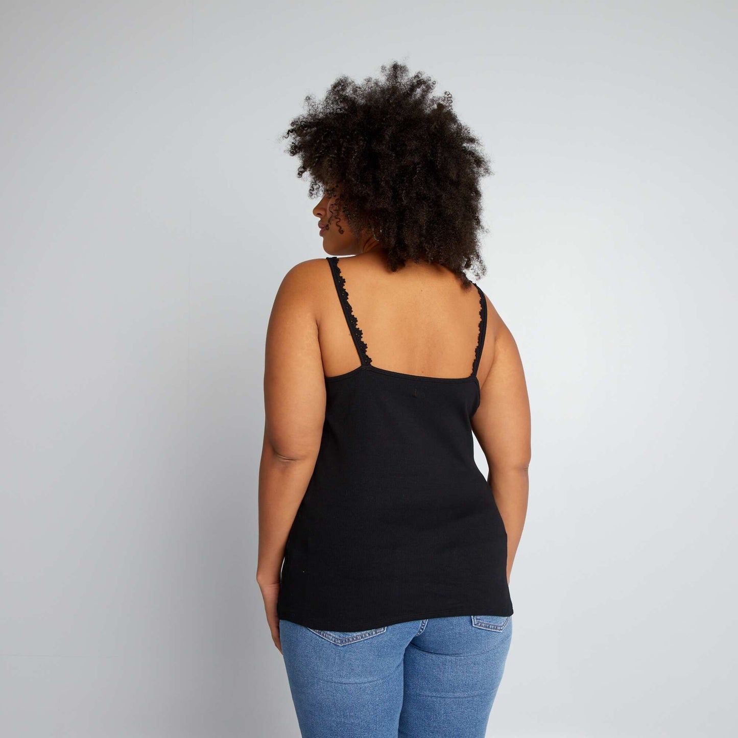 Vest top with spaghetti straps black