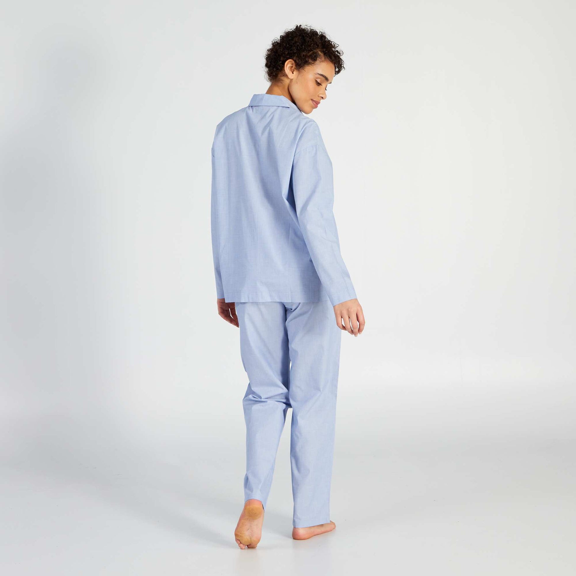 Long pyjama shirt and trousers set - 2-piece set WHITE