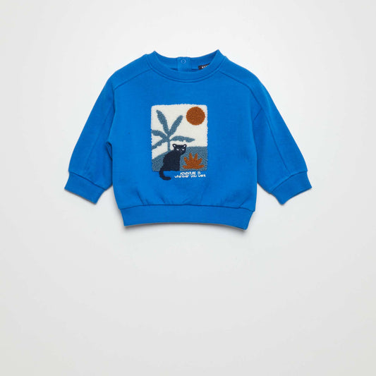 Bouclé knit printed sweatshirt BLUE