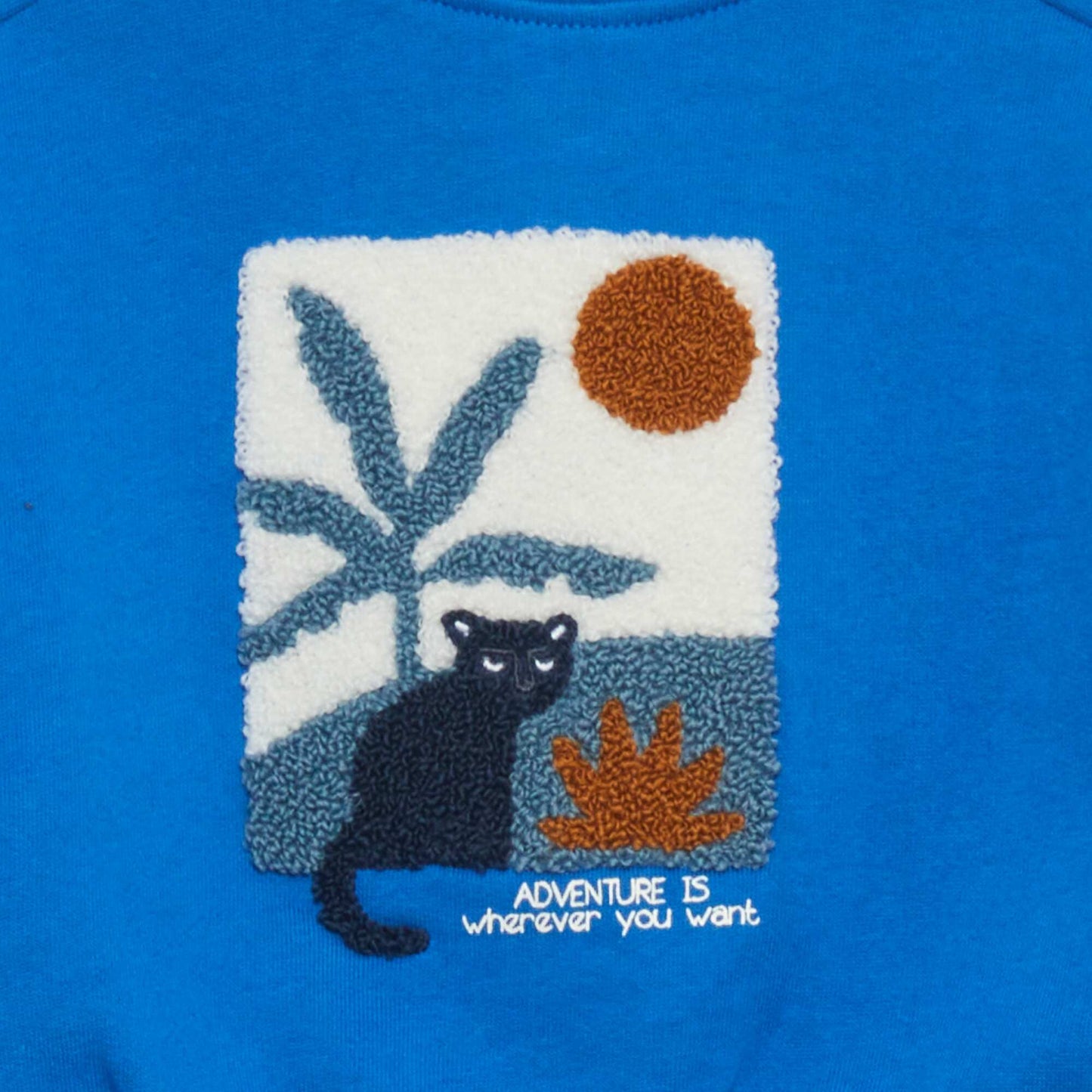 Bouclé knit printed sweatshirt BLUE