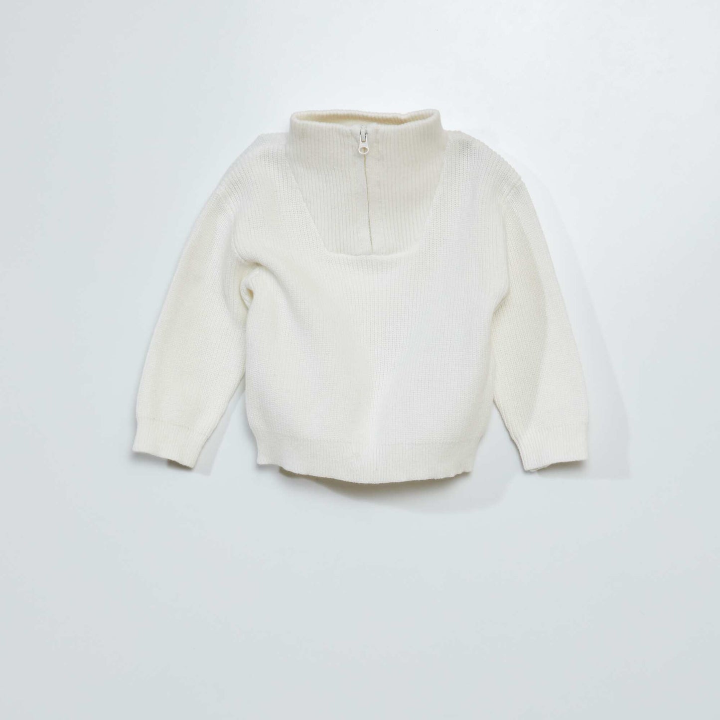 Fisherman's rib knit jumper with high neck WHITE