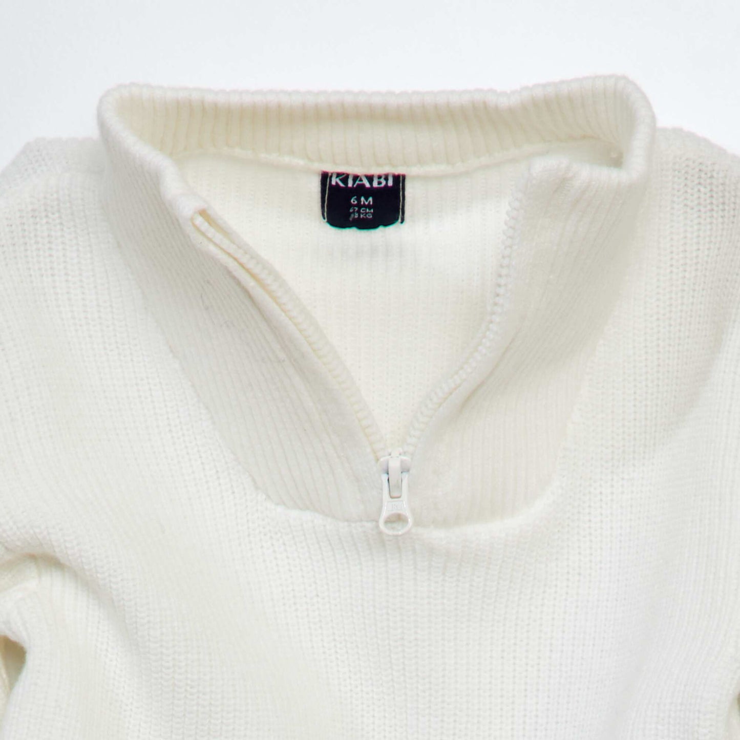 Fisherman's rib knit jumper with high neck WHITE