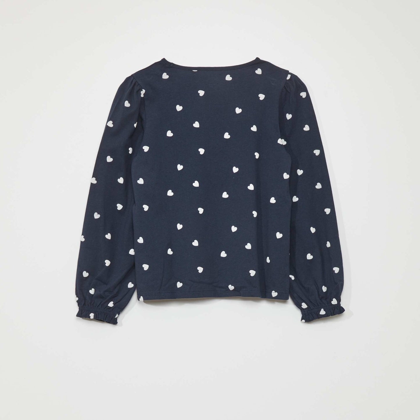 Long-sleeved heart pattern T-shirt BLUE