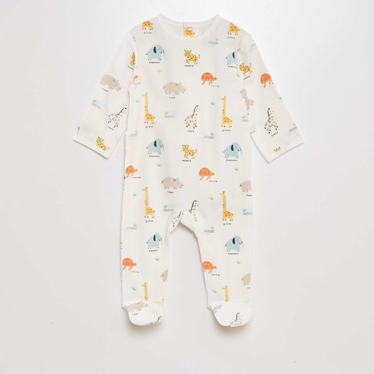 Cotton sleepsuit pyjamas WHITE