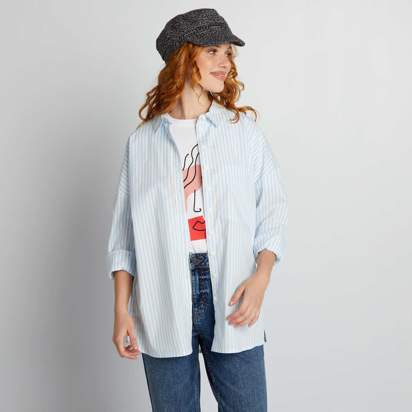 Oversized poplin shirt BLUE