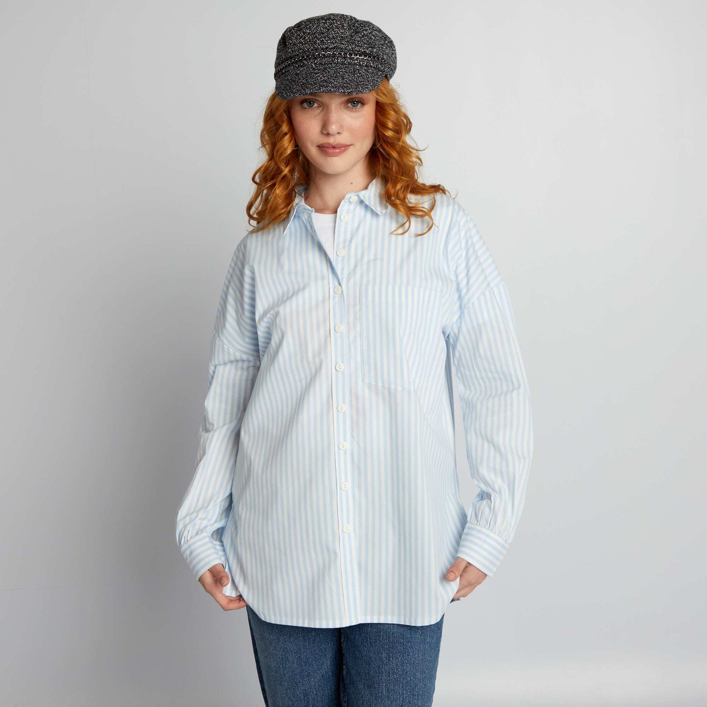 Oversized poplin shirt BLUE