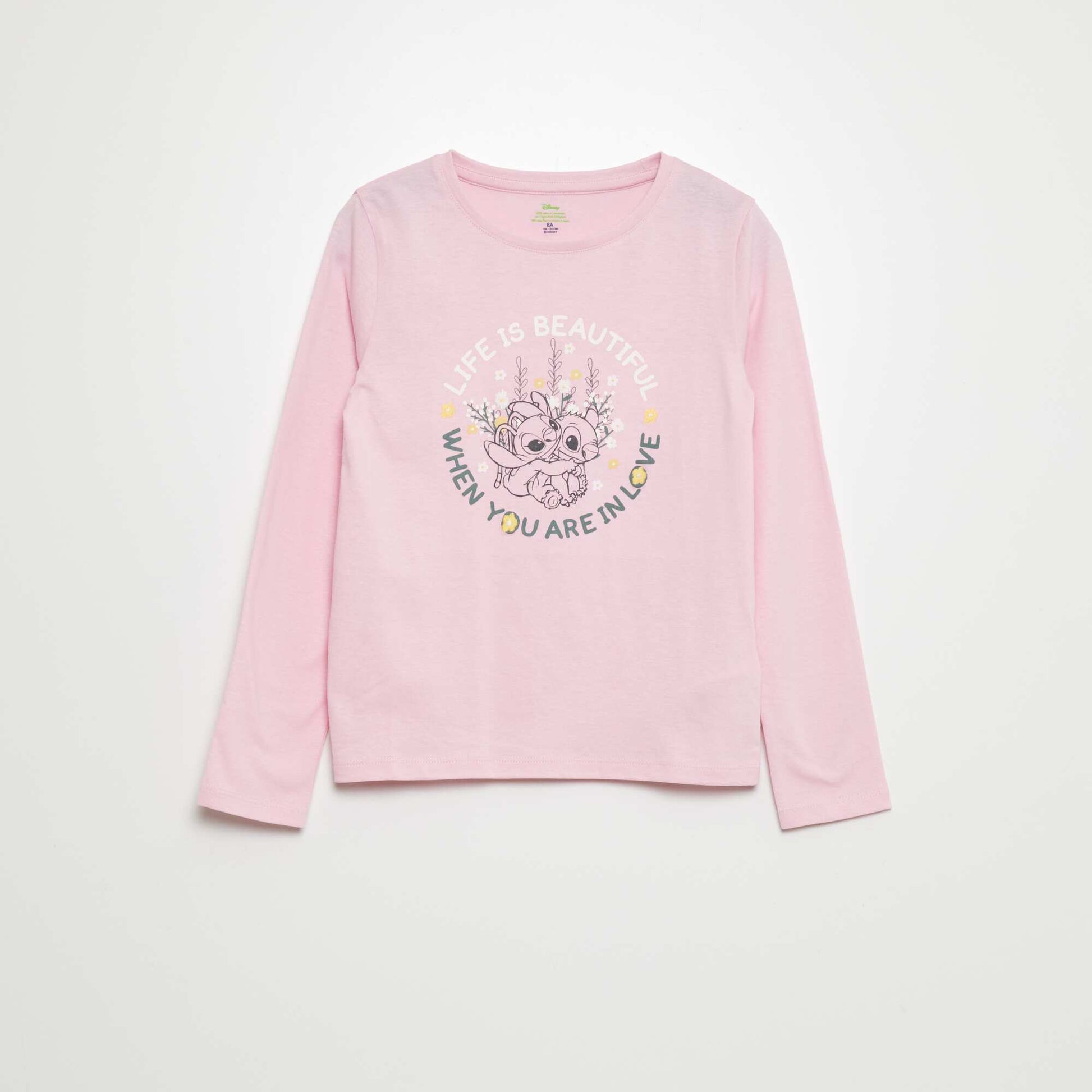 Disney Stitch long-sleeved T-shirt PINK