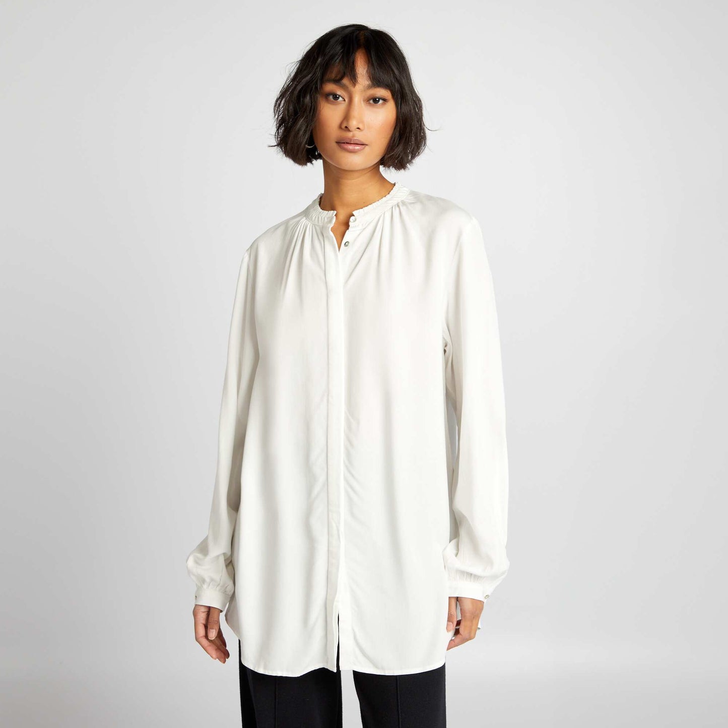 Blouse with mandarin collar WHITE