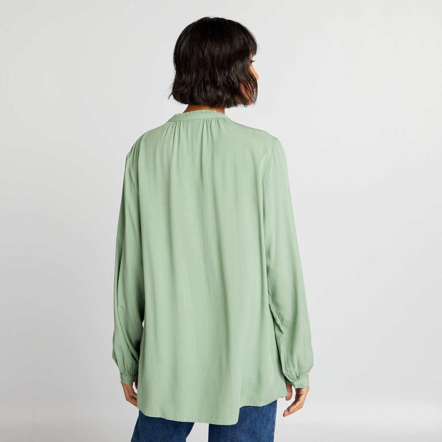 Blouse with mandarin collar GREEN