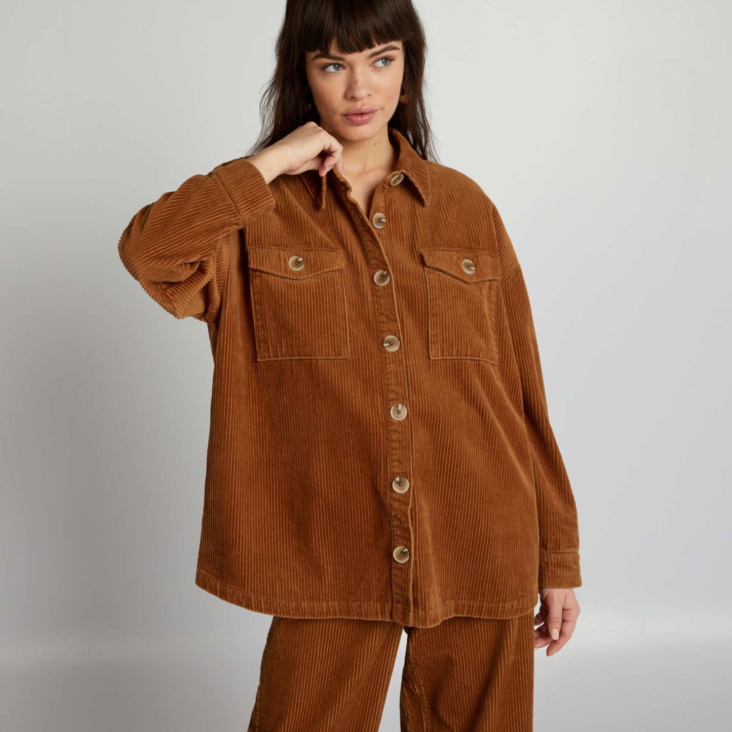 Velour overshirt BROWN