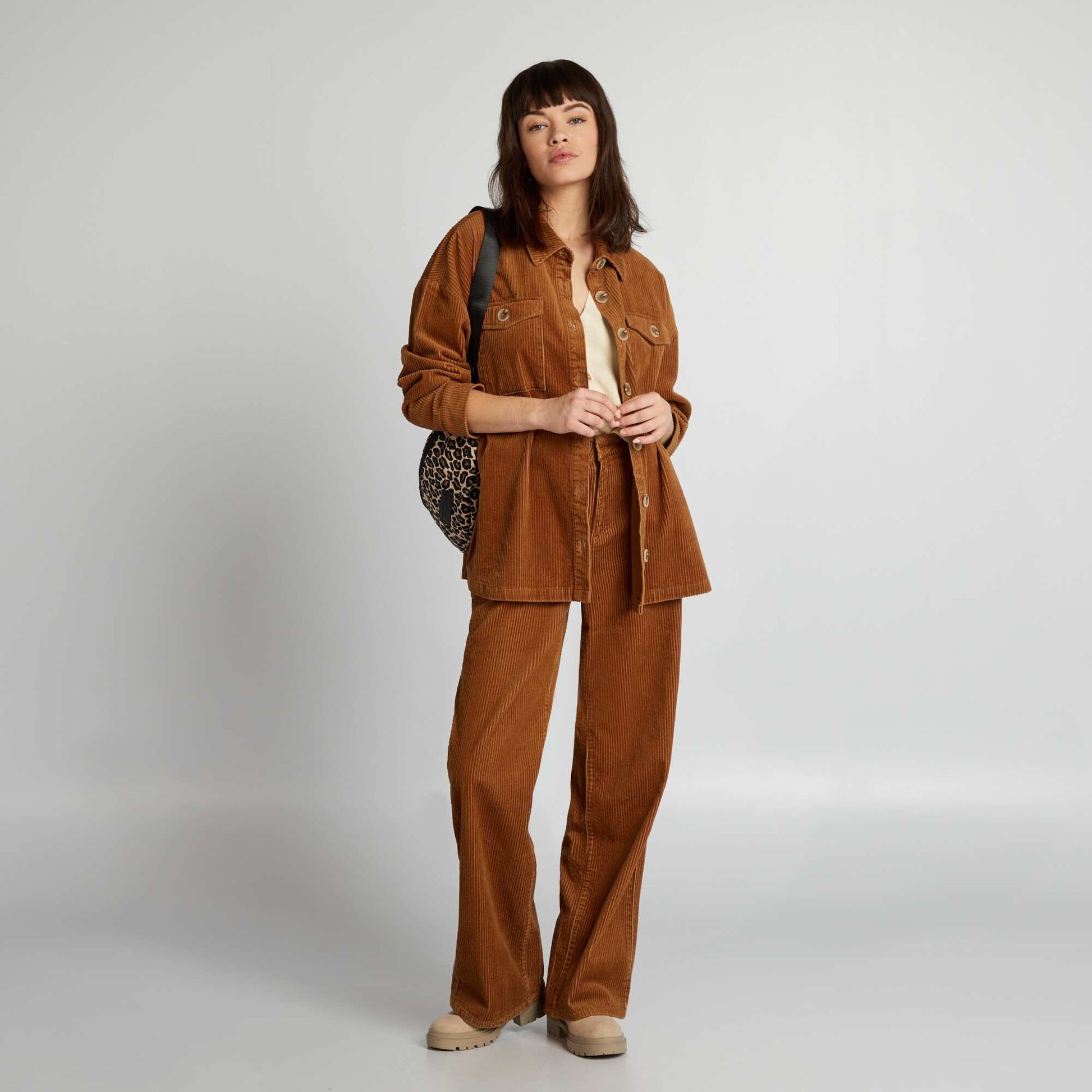 Velour overshirt BROWN