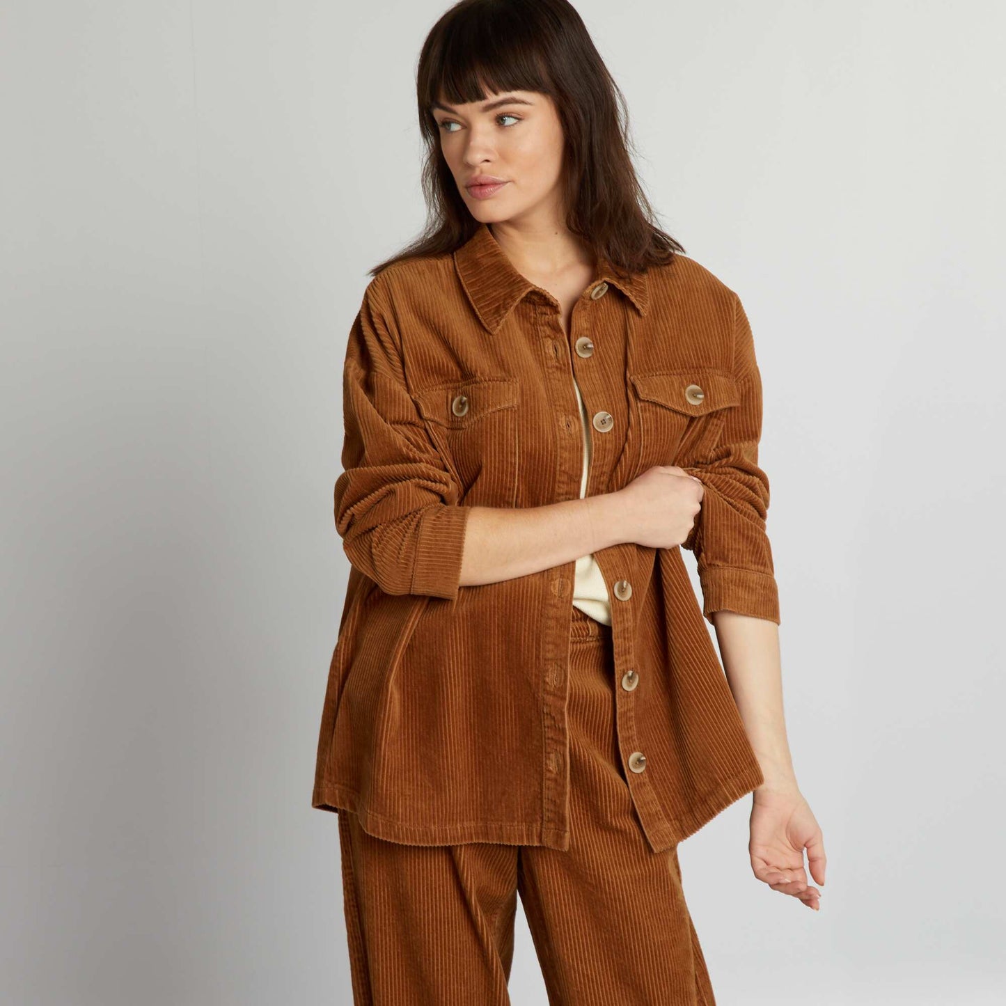 Velour overshirt BROWN