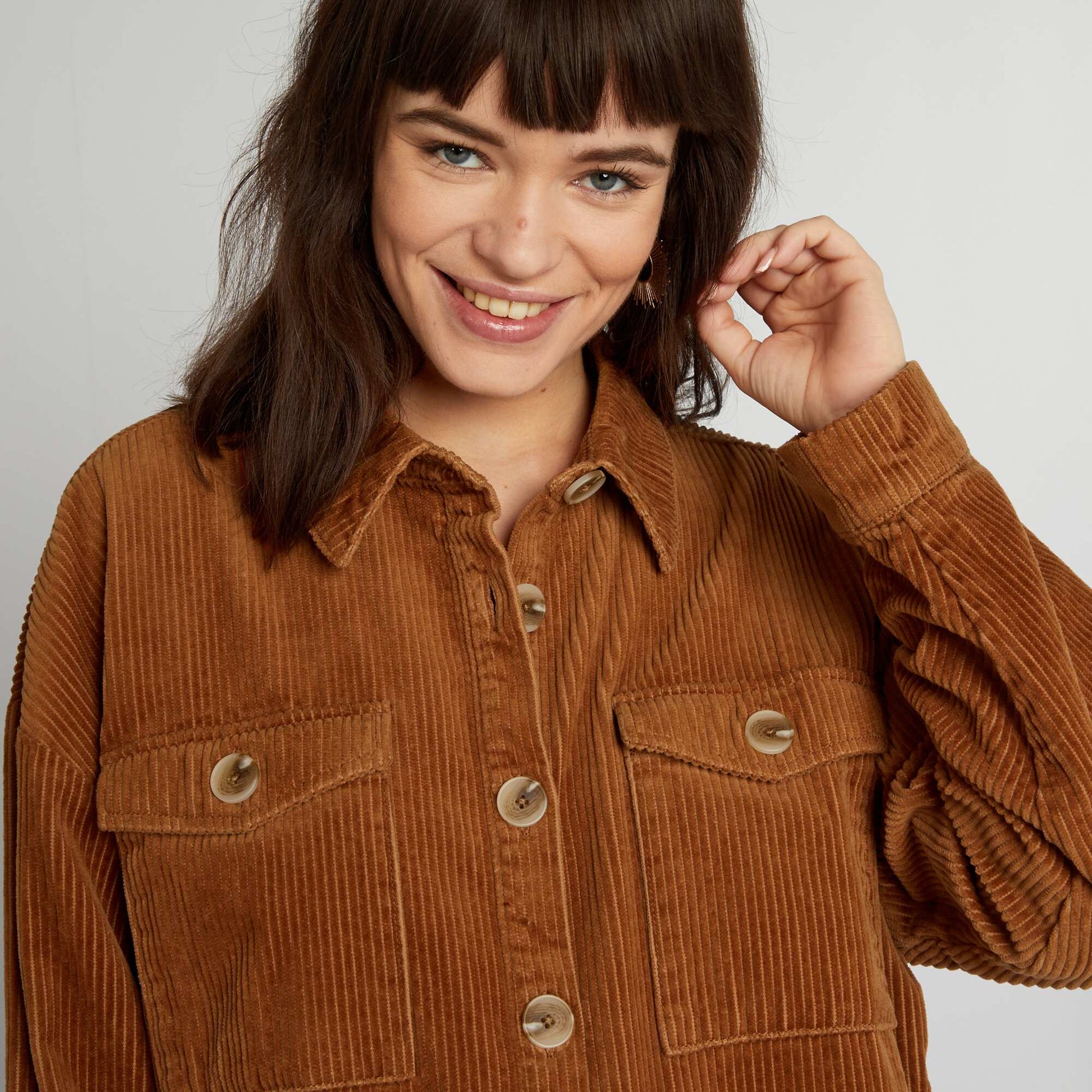 Velour overshirt BROWN