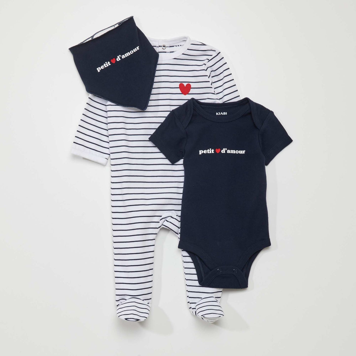 Sleepsuit + bodysuit + bib set - 3-piece set STRIPE MIX