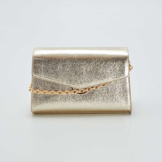 Shimmery golden chain clutch YELLOW