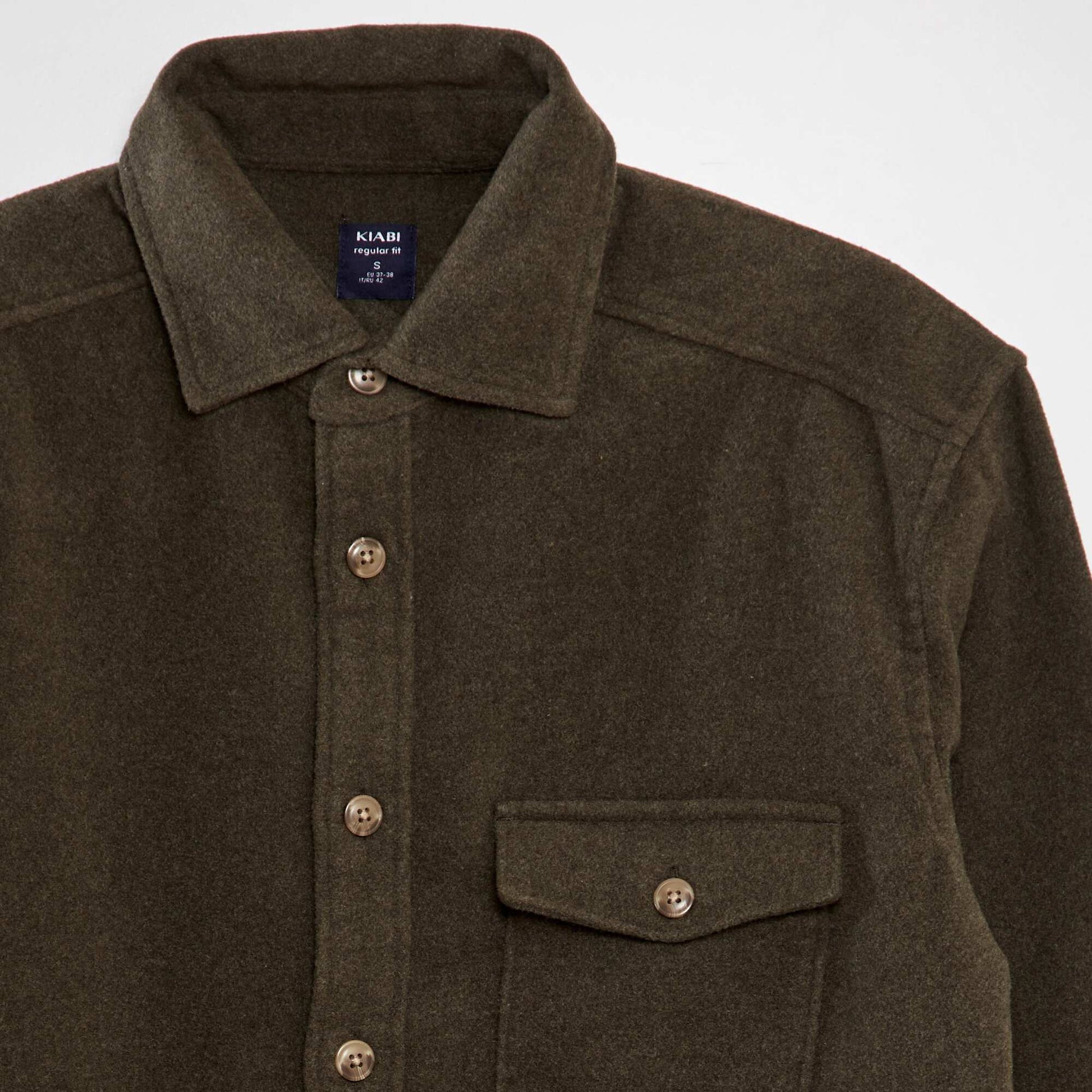 Straight-cut wool overshirt KHAKI