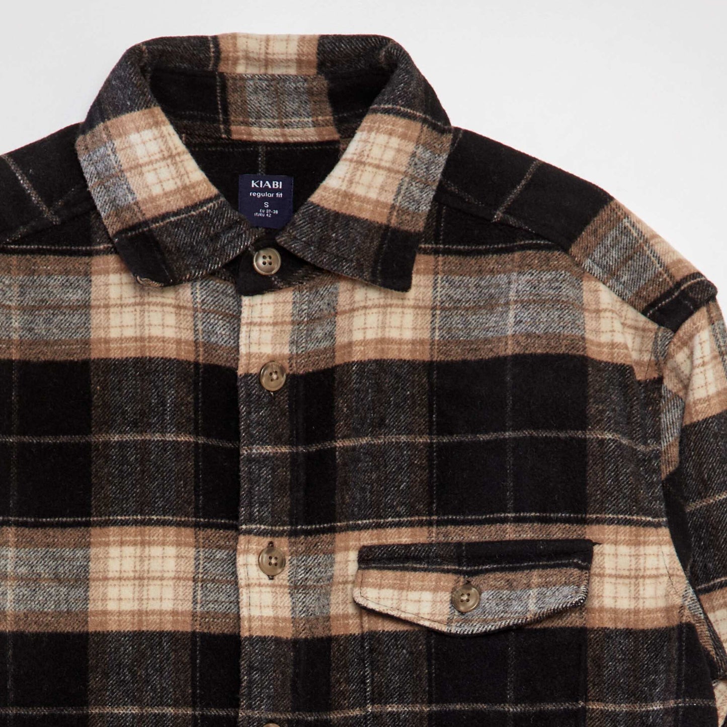Straight-cut wool overshirt BROWN