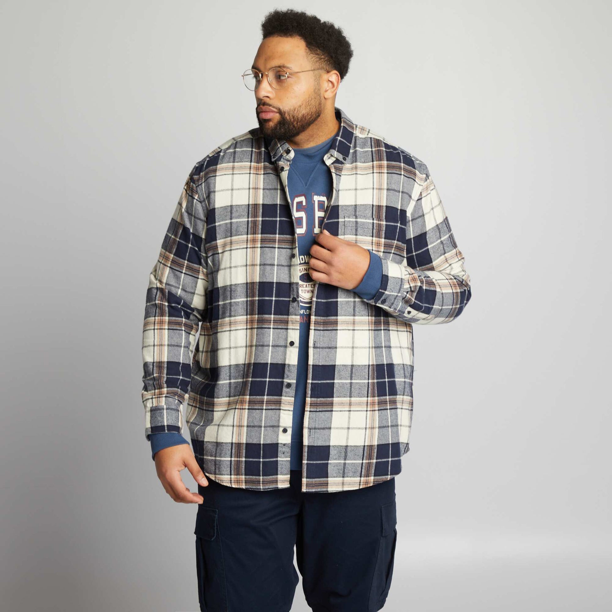 Checked flannel shirt BLUE