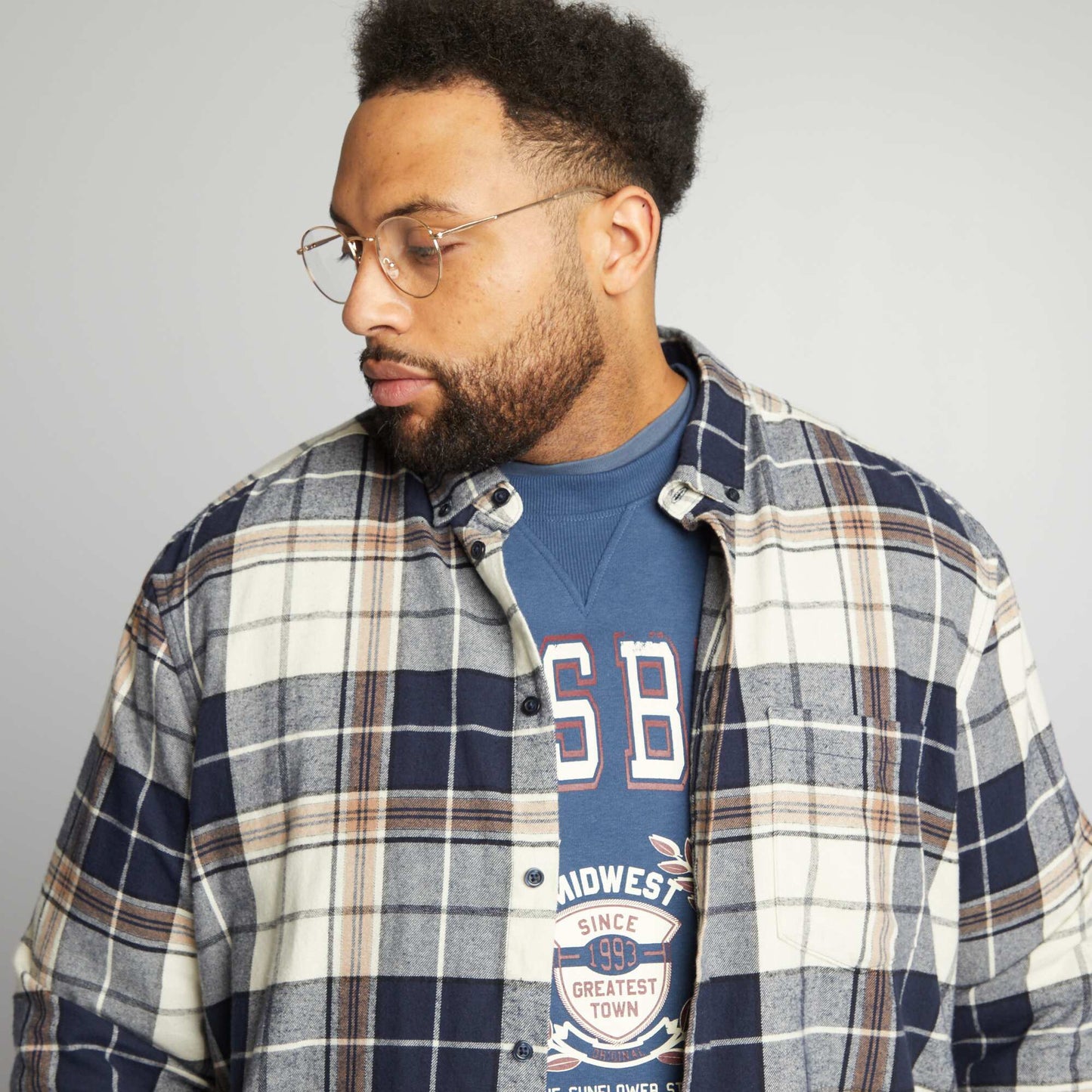 Checked flannel shirt BLUE