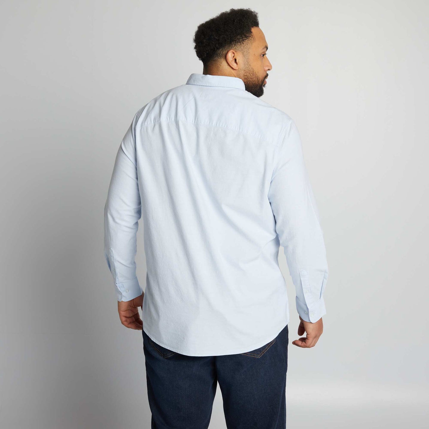 Straight-cut stretch shirt BLUE