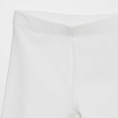 بنطال مطاطي بطول 3/4 تحت الركبة باللون الأبيض