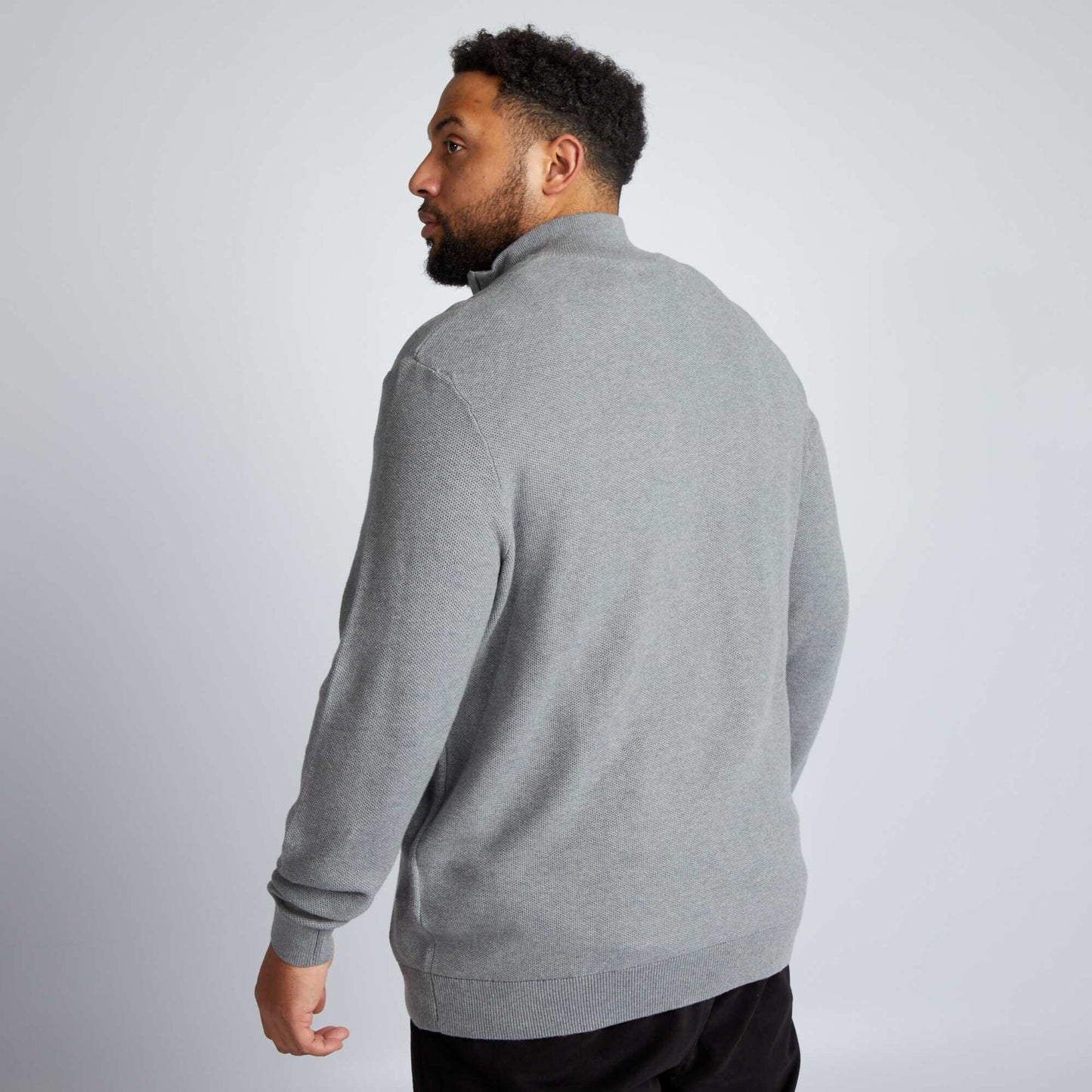 Zip-up high-neck sweater GREY