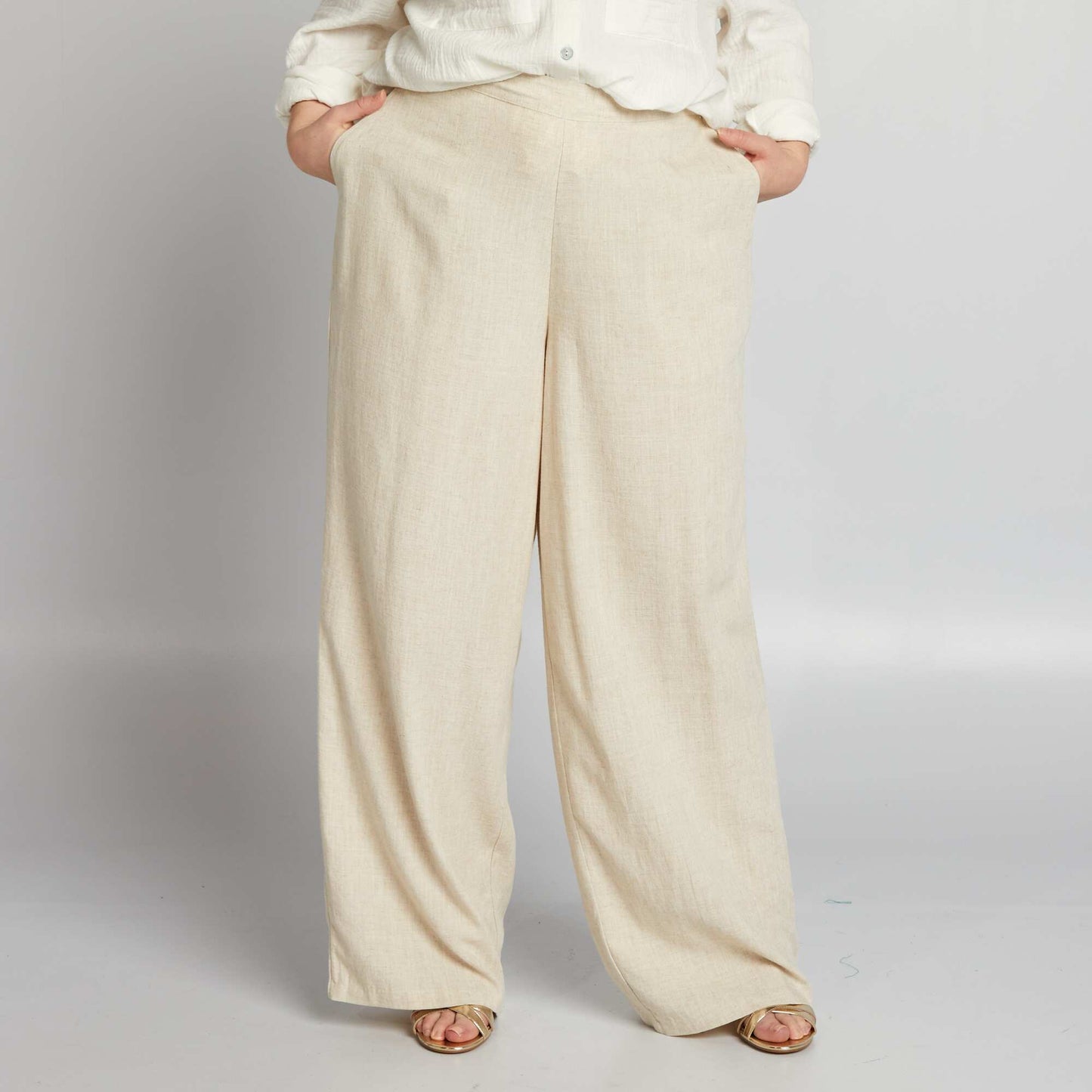 Flowing wide-leg trousers BEIGE