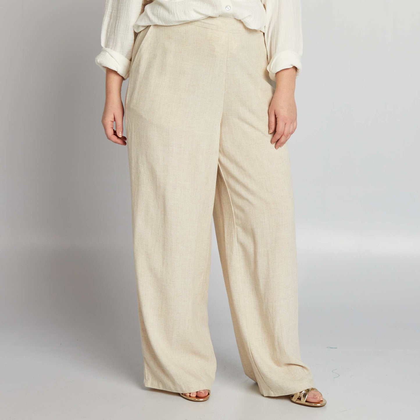 Flowing wide-leg trousers BEIGE