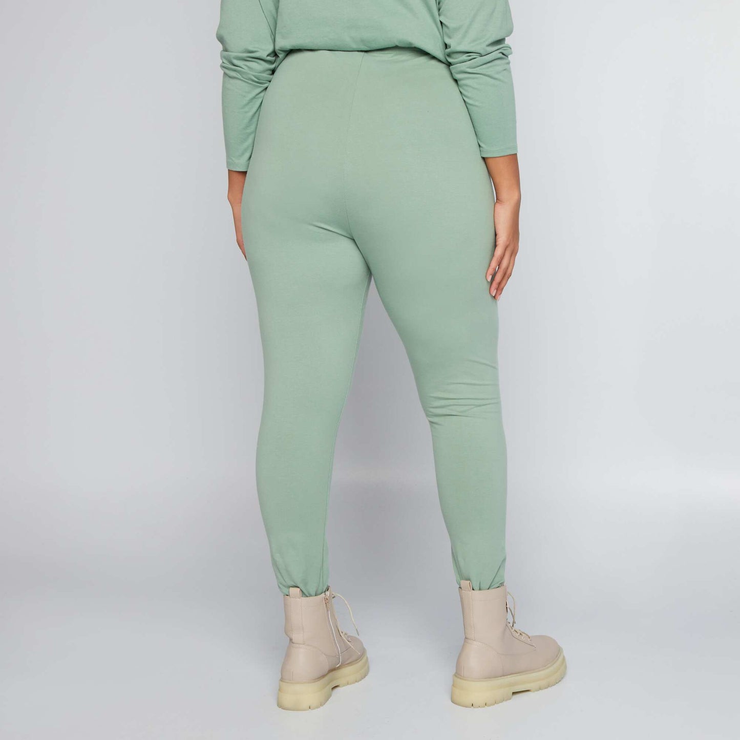 Plain jersey leggings GREEN