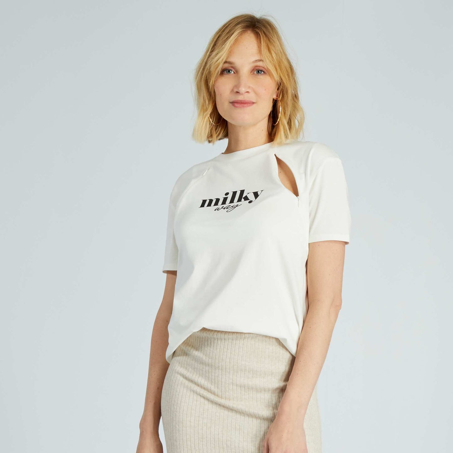 Nursing T-shirt with openings WHITE