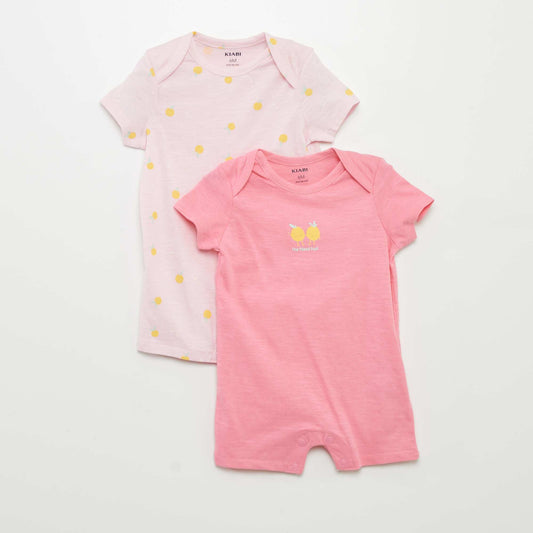 Pack of 2 marled rompers PINK