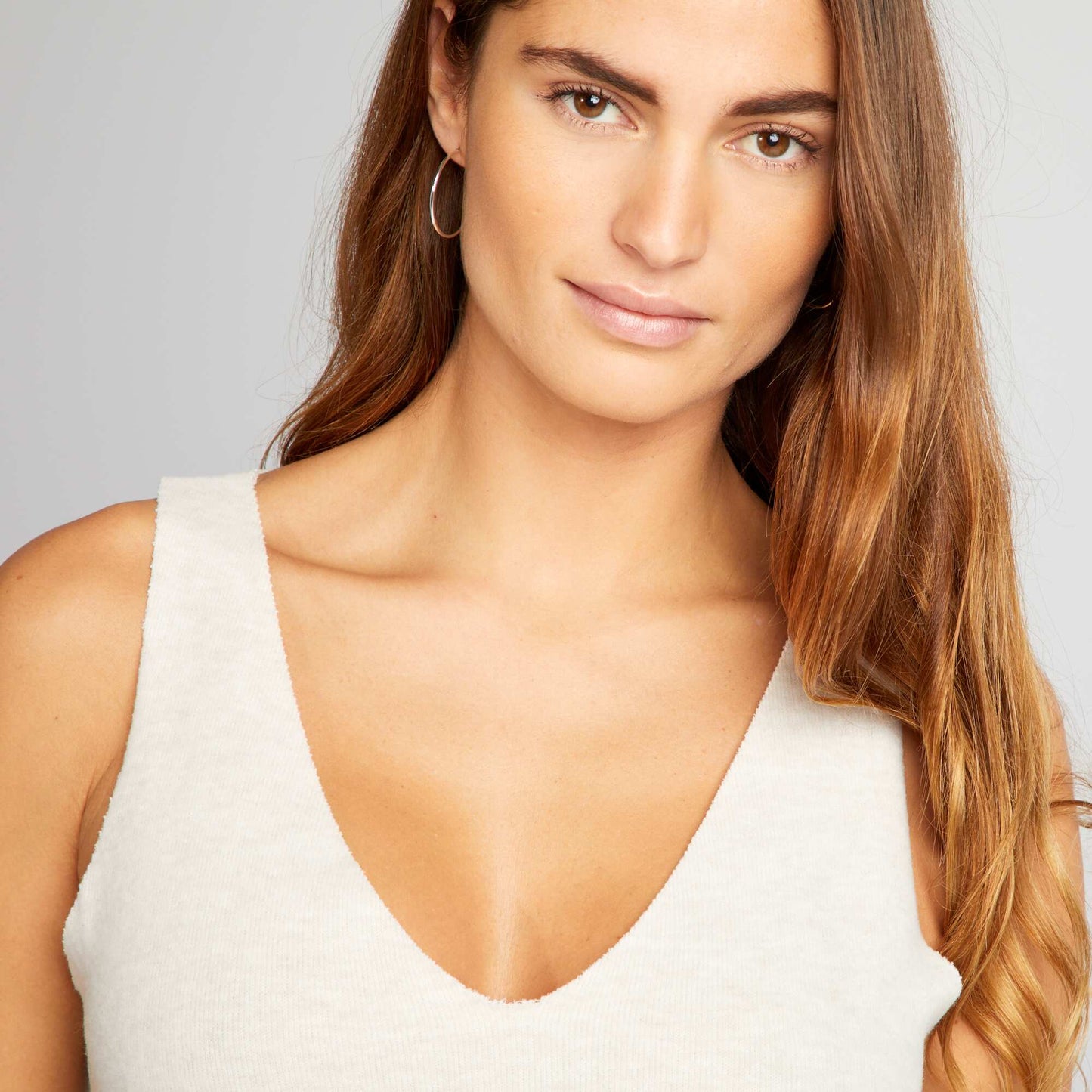 Vest top with wide straps BEIGE ACE