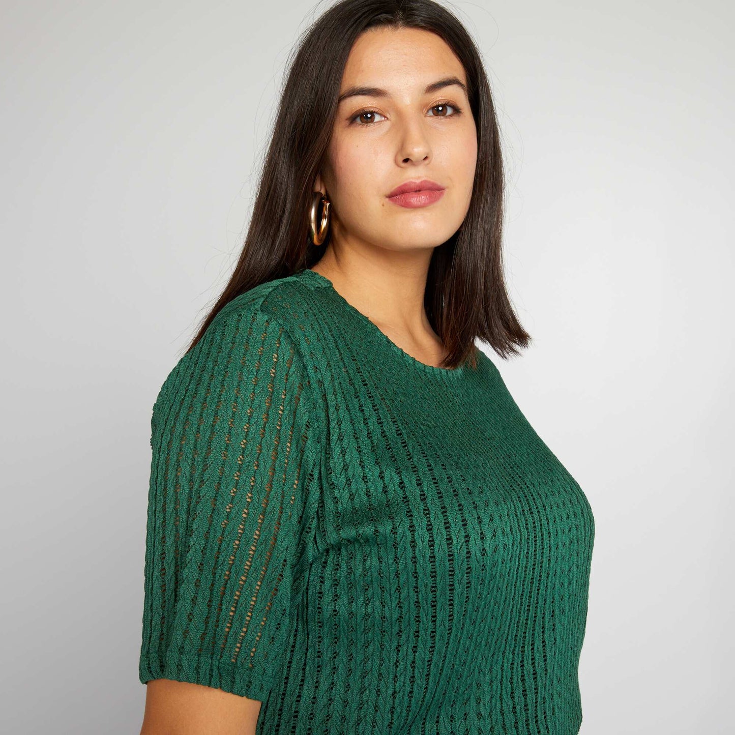 Pointelle knit T-shirt Green