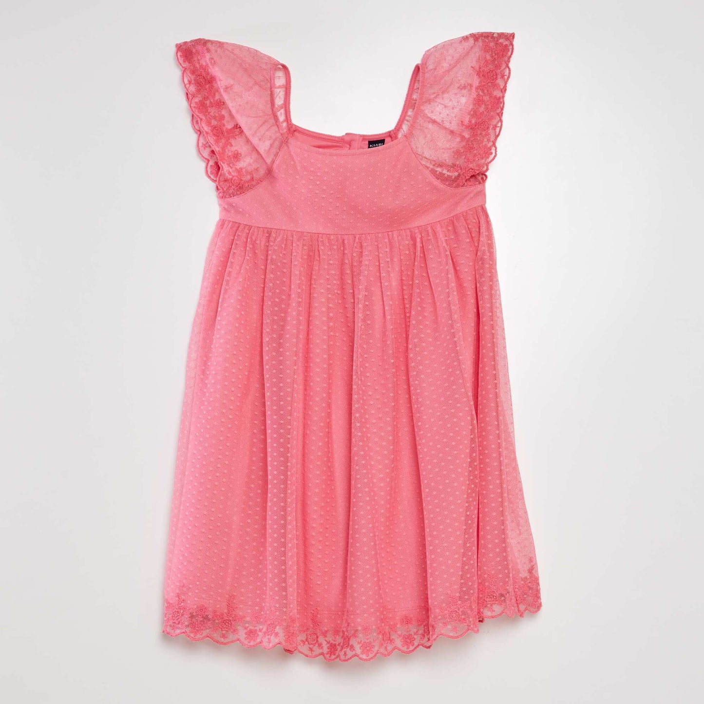 Dotted Swiss tulle A-line dress pink