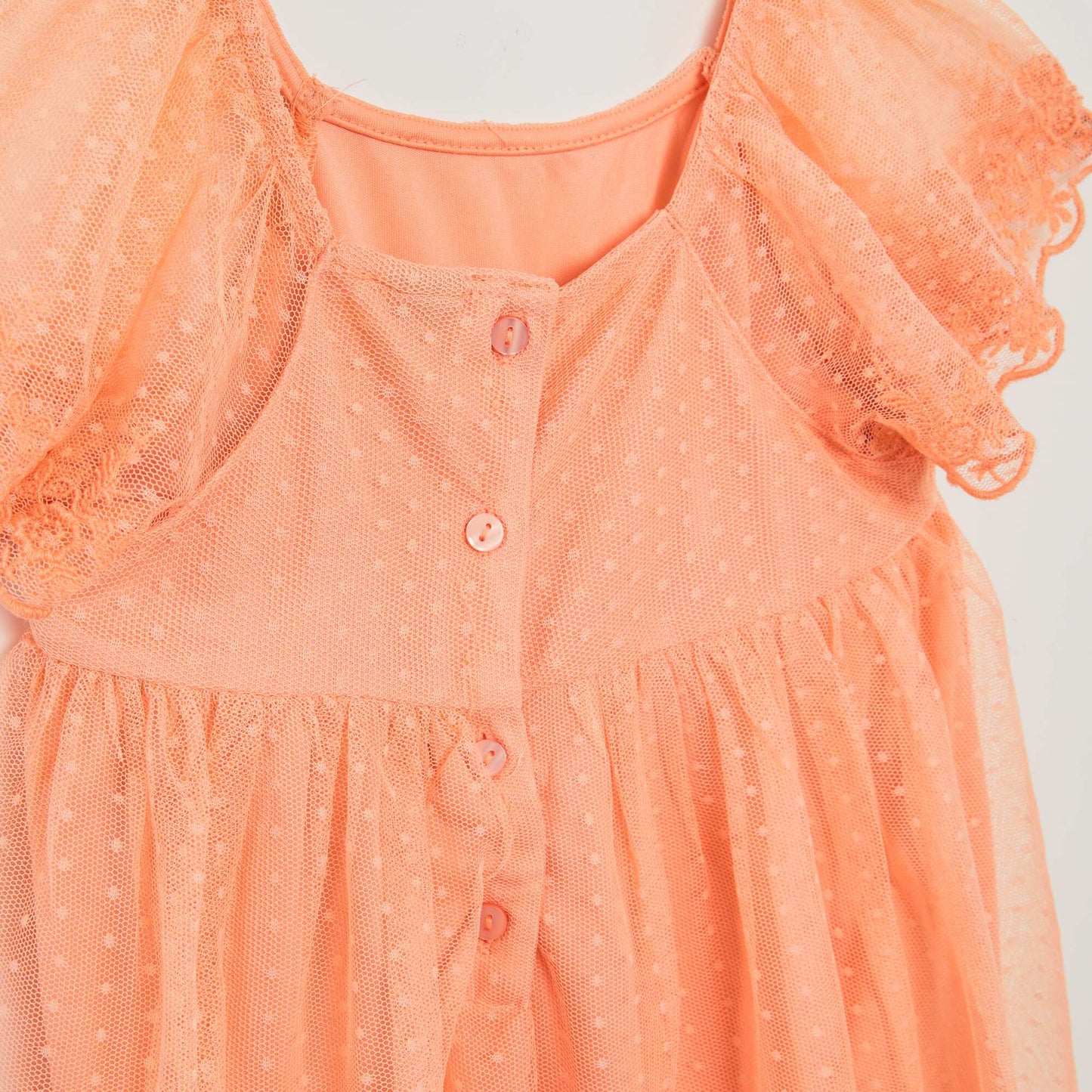 Dotted Swiss tulle A-line dress ORANGE