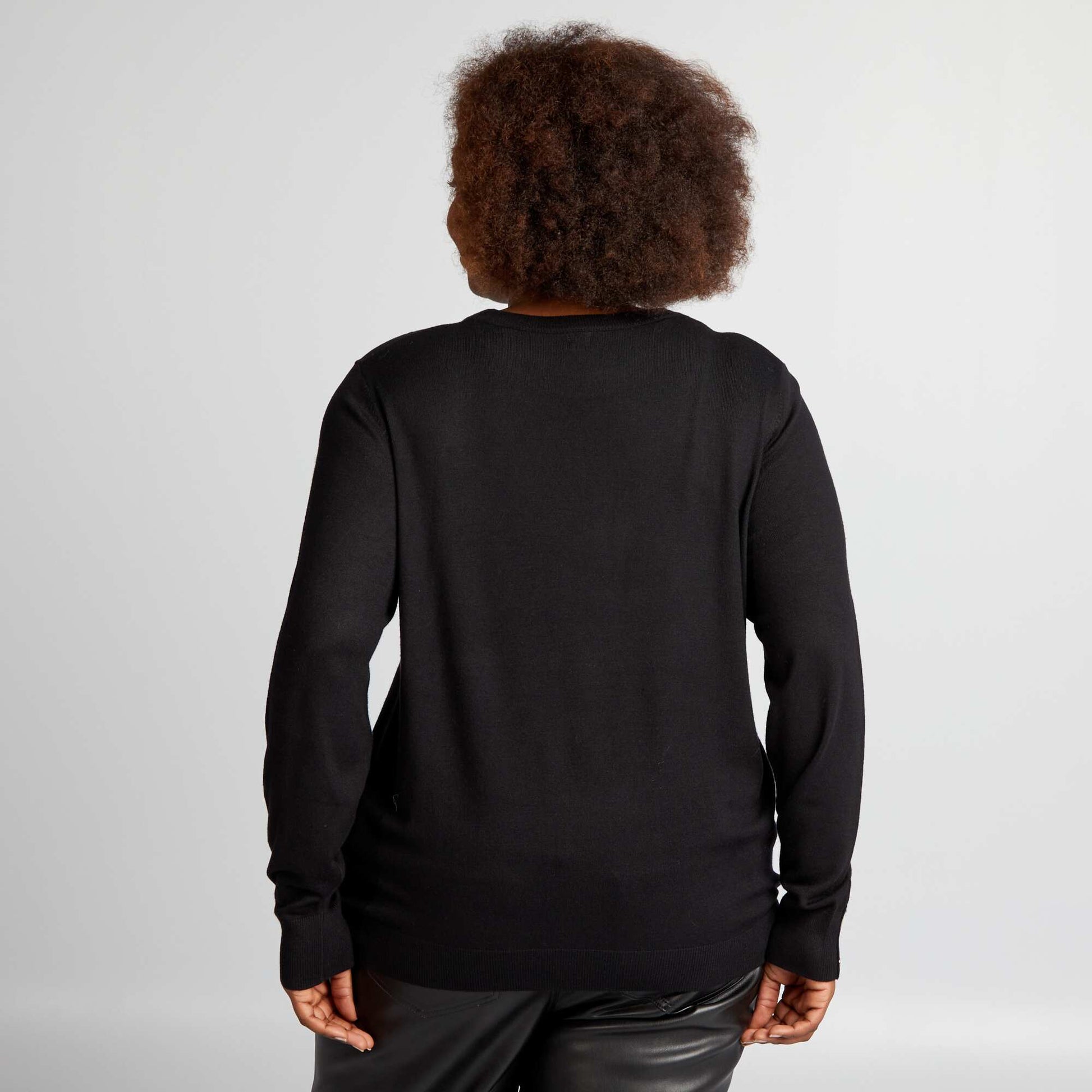 Super stretchy soft knit sweater black