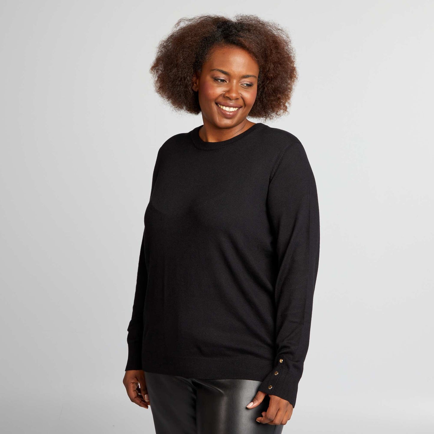 Super stretchy soft knit sweater black