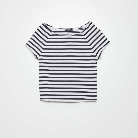 Ribbed crop top T-shirt STRIPES2