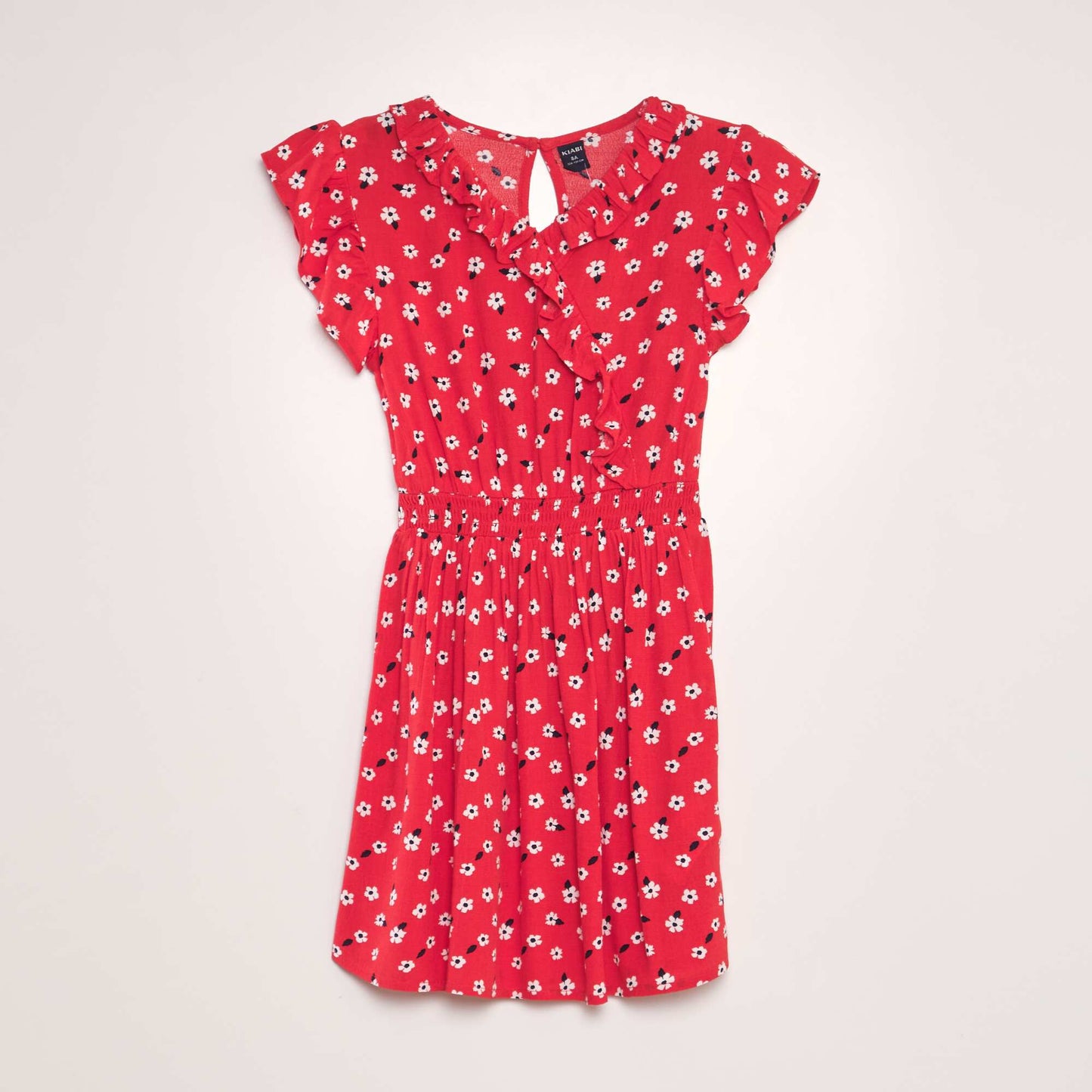 Printed ruffled dress RED