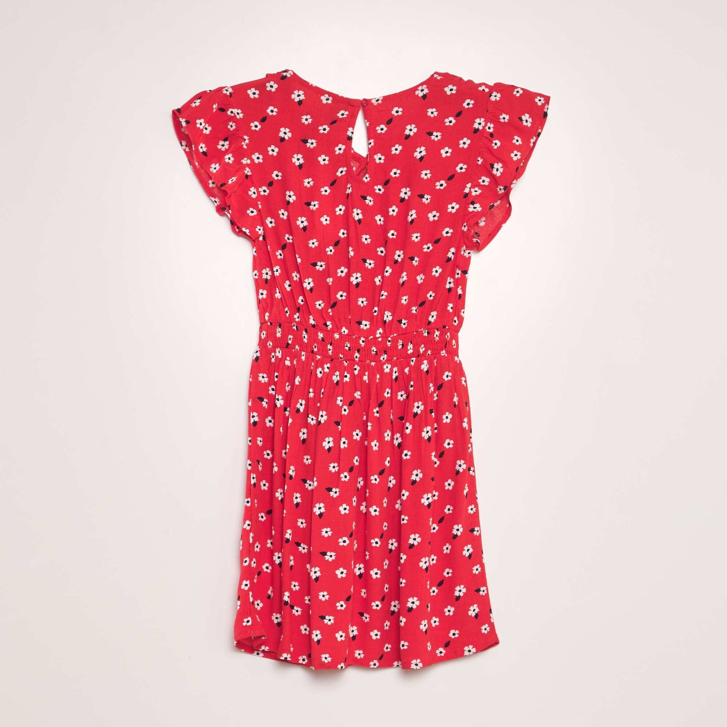 Printed ruffled dress RED