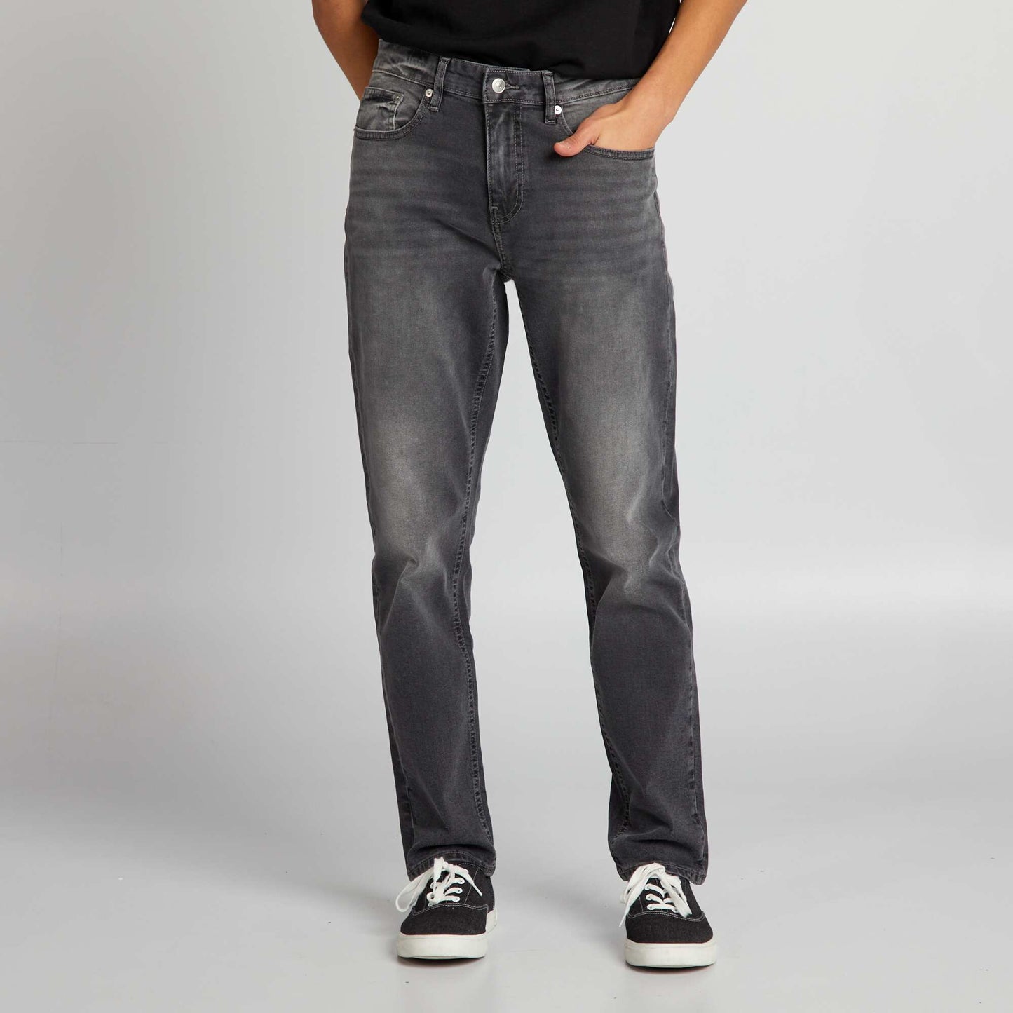 Slim-fit 5-pocket denim trousers GREY