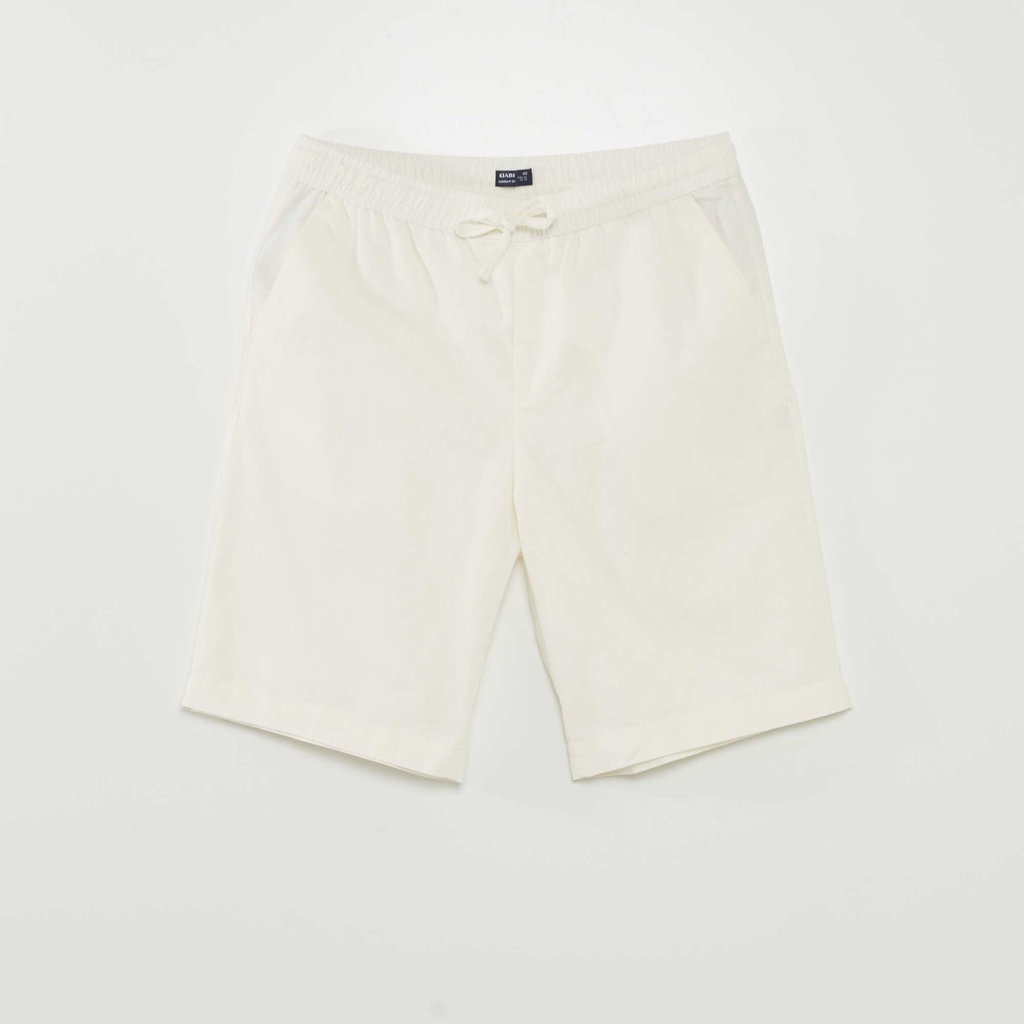 Wide-leg linen blend chino Bermuda shorts WHITE