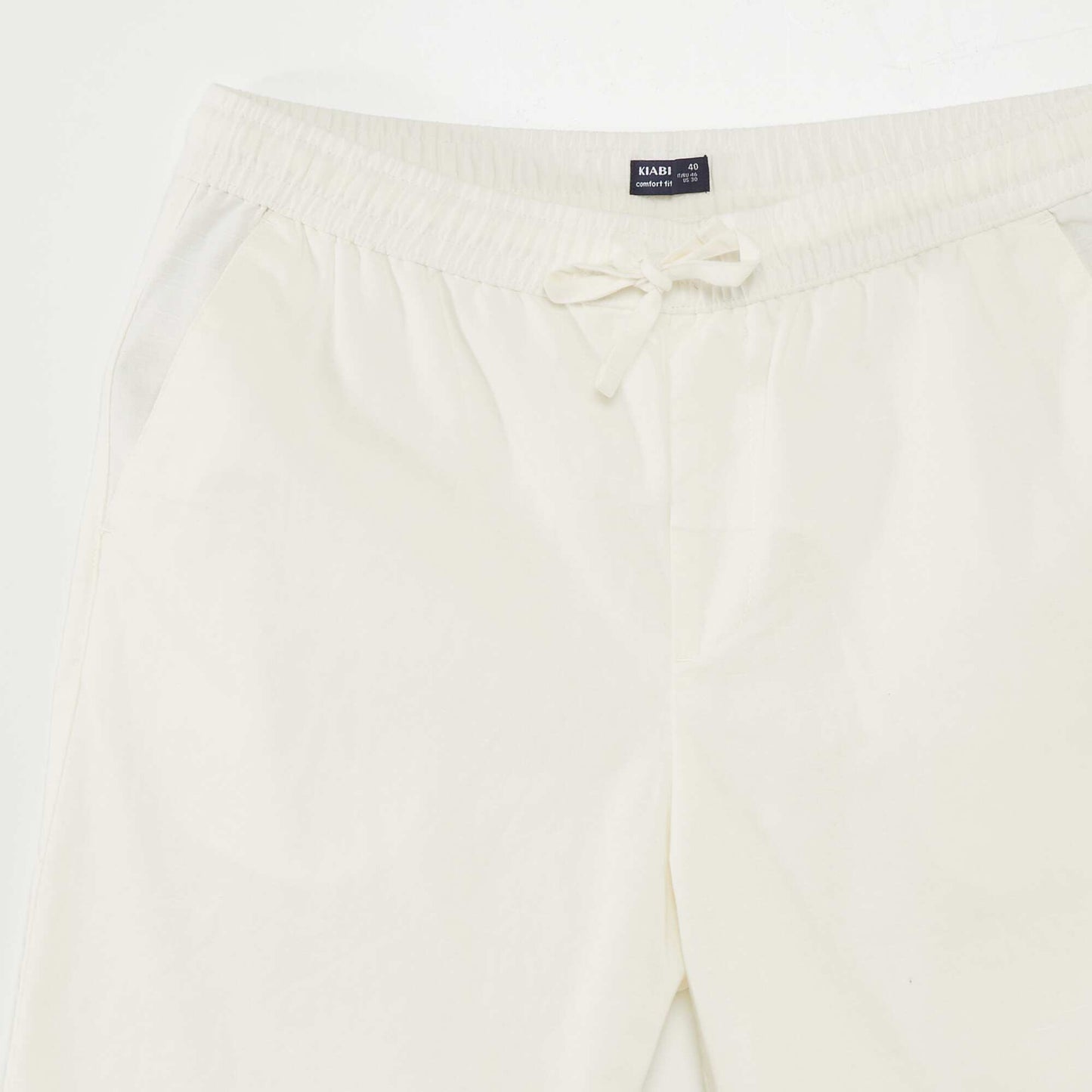 Wide-leg linen blend chino Bermuda shorts WHITE