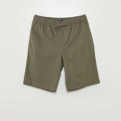 Wide-leg linen blend chino Bermuda shorts GREEN