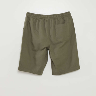 Wide-leg linen blend chino Bermuda shorts GREEN