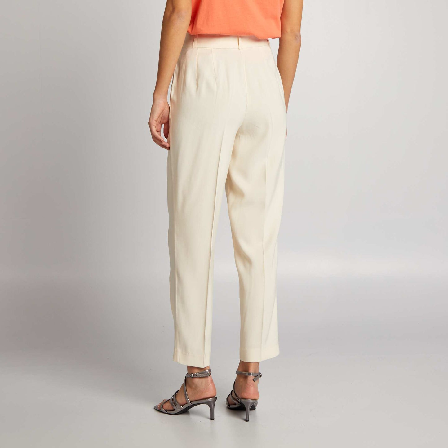 High-waisted straight-leg trousers BEIGE