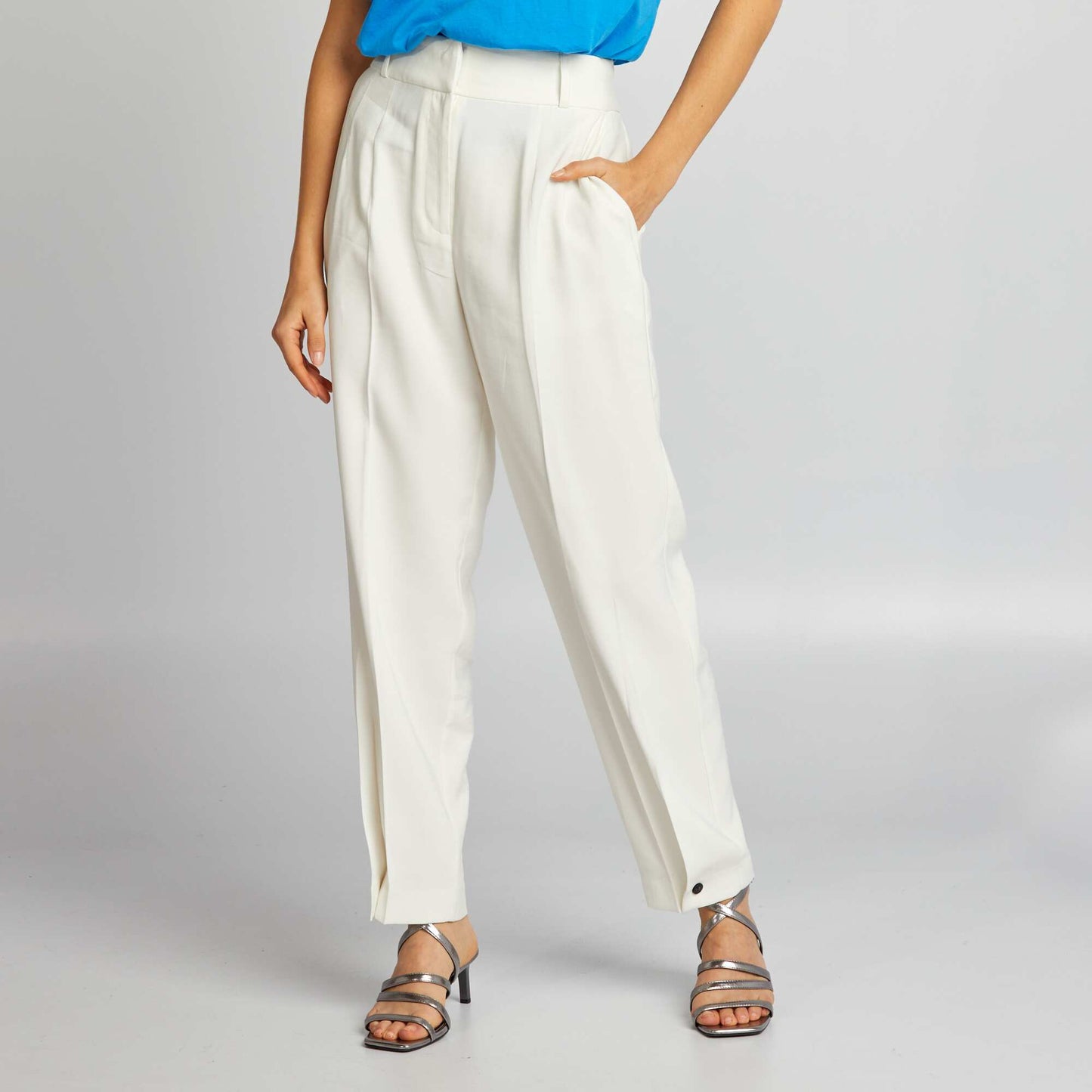 High-waisted straight-leg trousers WHITE