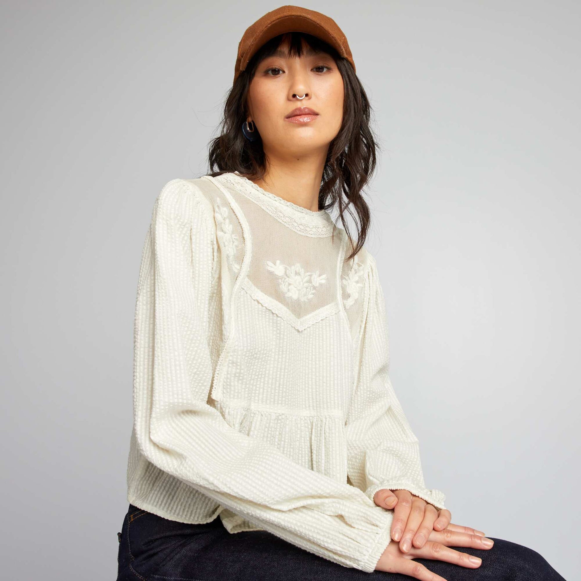 Cotton gauze blouse IMMACULATE ECRU