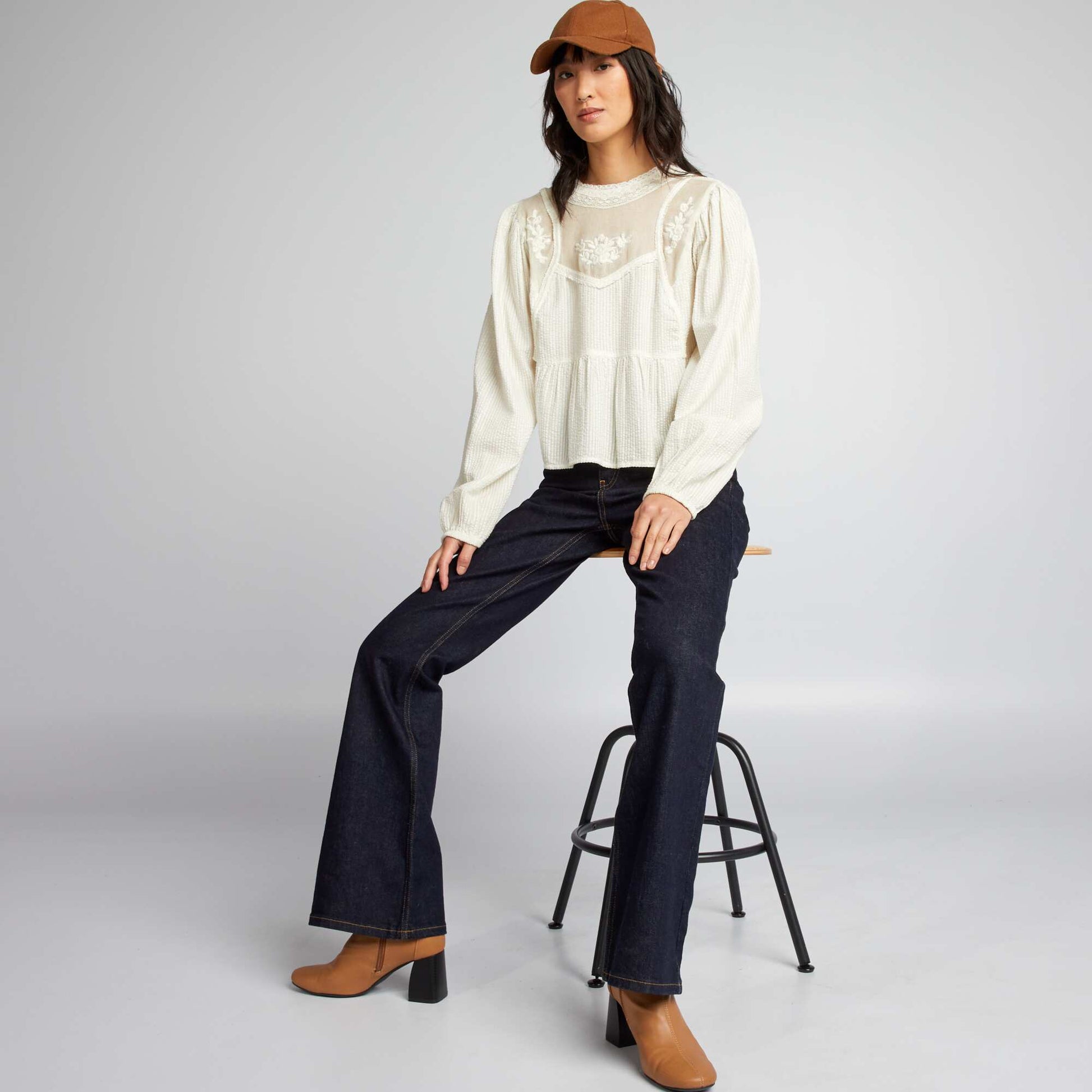 Cotton gauze blouse IMMACULATE ECRU